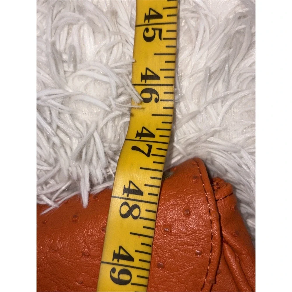 Chico's Bag Women's Orange Ostrich Textured Gold Chain Shoulder Handbag Purse